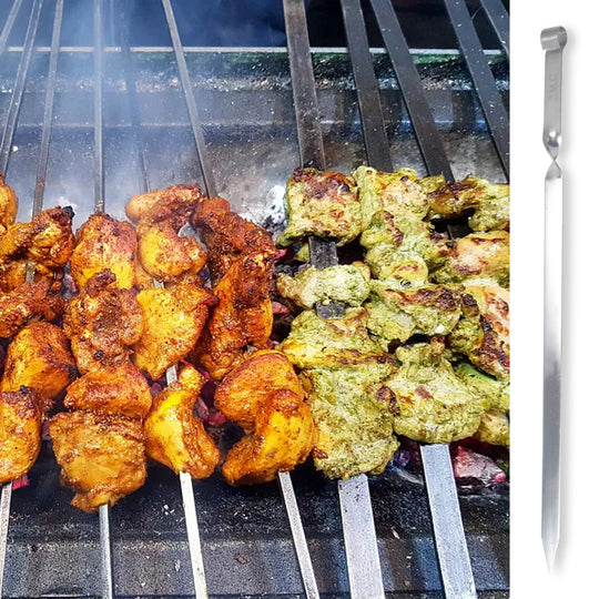Z.M.C Kebab Grillspieße 55 cm Edelstahl | 2 cm breit, 2 mm dick, flach &amp; rostfrei für Adana, Schaschlik, BBQ &amp; Lagerfeuer