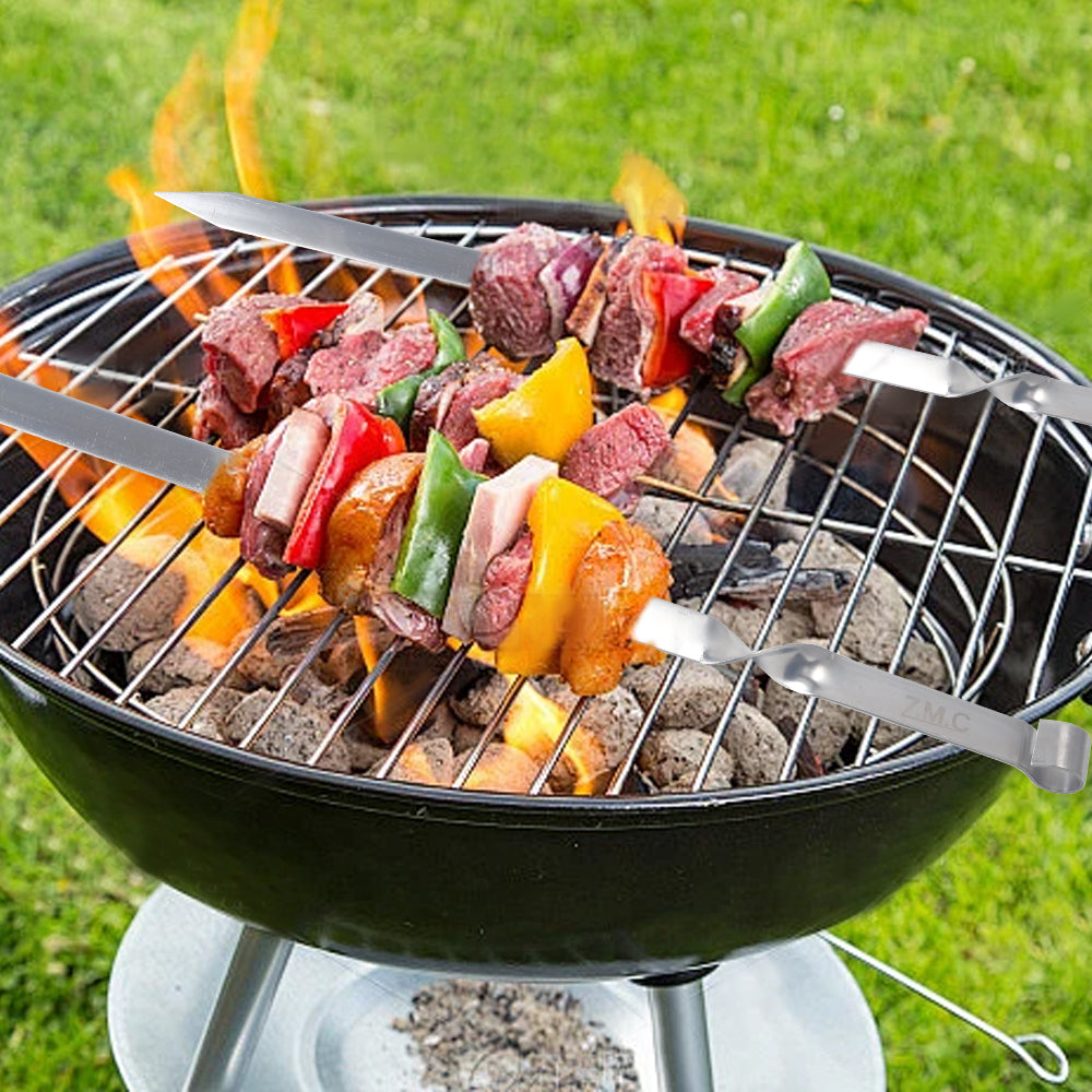 Z.M.C Kebab Grillspieße 55 cm Edelstahl | 2 cm breit, 2 mm dick, flach &amp; rostfrei für Adana, Schaschlik, BBQ &amp; Lagerfeuer