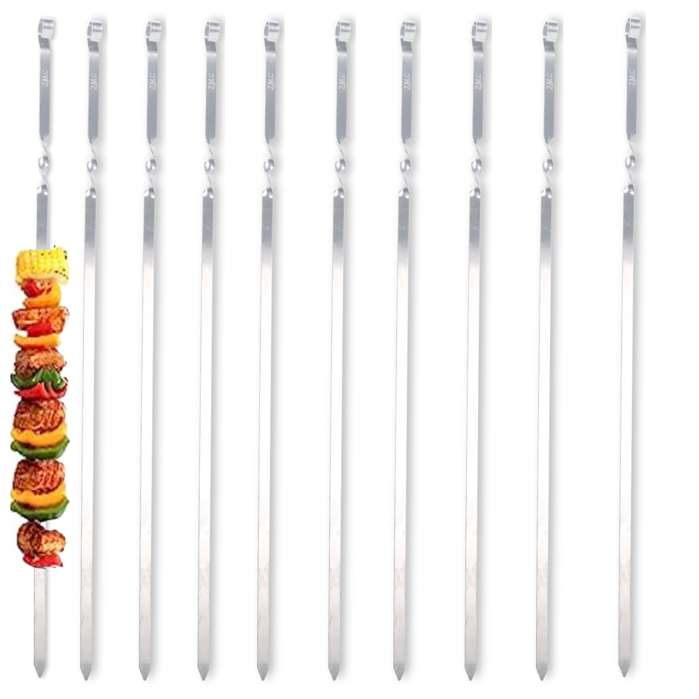 Z.M.C Grillspieße 55 cm Edelstahl | 1 cm breit, 1,5 mm dick, rostfrei &amp; flach für Schaschlik, Kebab, BBQ &amp; Lagerfeuer