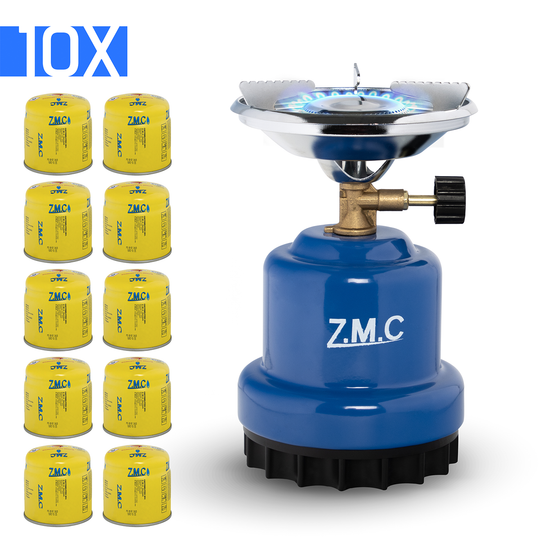 Z.M.C Mini Campingkocher 1-flammig 1100 W | Kompakter Gaskocher &amp; Kohleanzünder für Camping, Festival &amp; Wandern, + optionale 190g Kartuschen