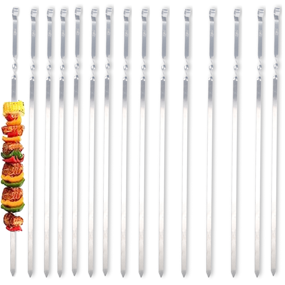 Z.M.C Grillspieße 55 cm Edelstahl | 1 cm breit, 1,5 mm dick, rostfrei &amp; flach für Schaschlik, Kebab, BBQ &amp; Lagerfeuer