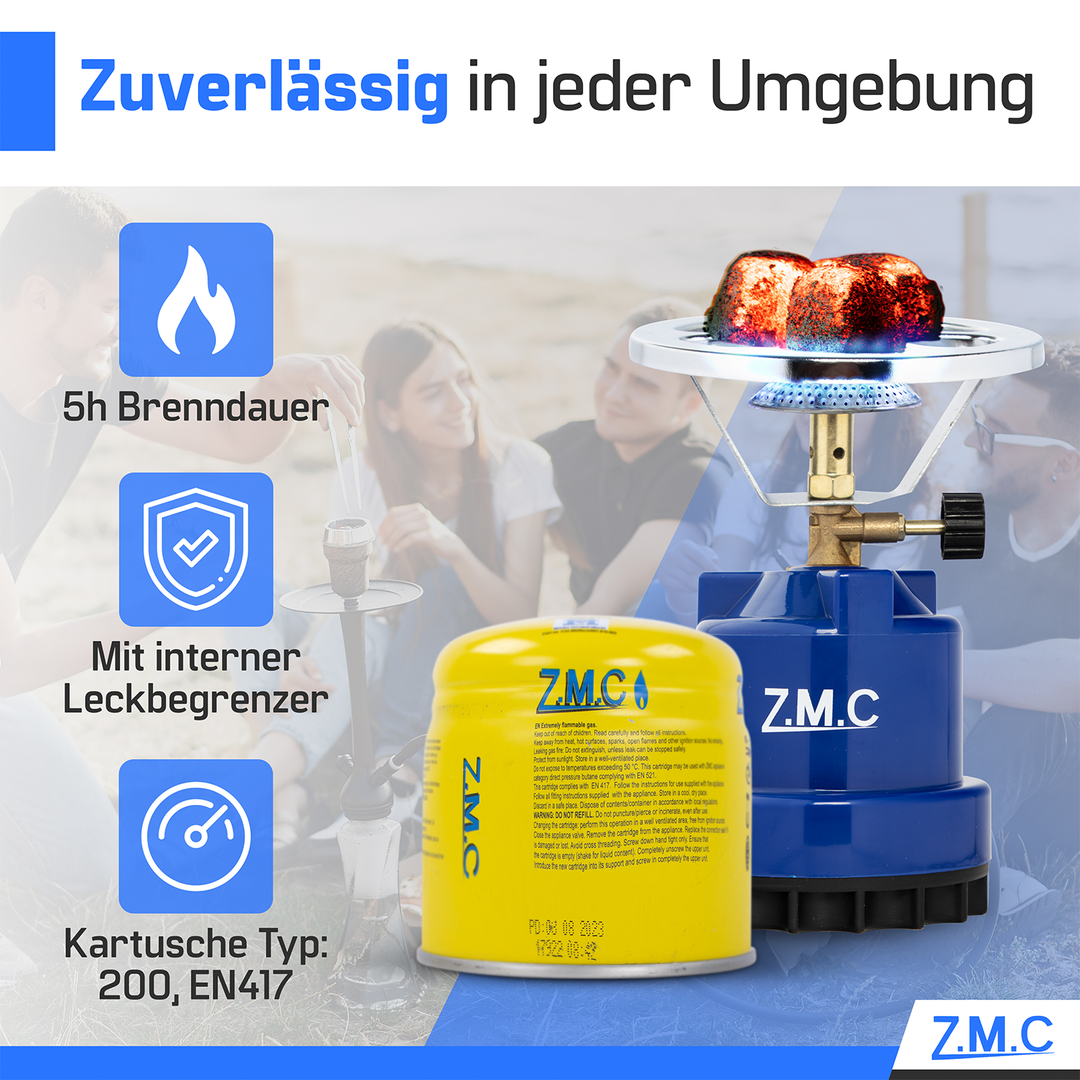 Cartouche à percer 190g Butane C200 EN417 | Cartouche de gaz universelle avec système Gas-Stop pour réchaud de camping, réchaud à gaz, chalumeau et désherbeur thermique – Plein air &amp; camping
