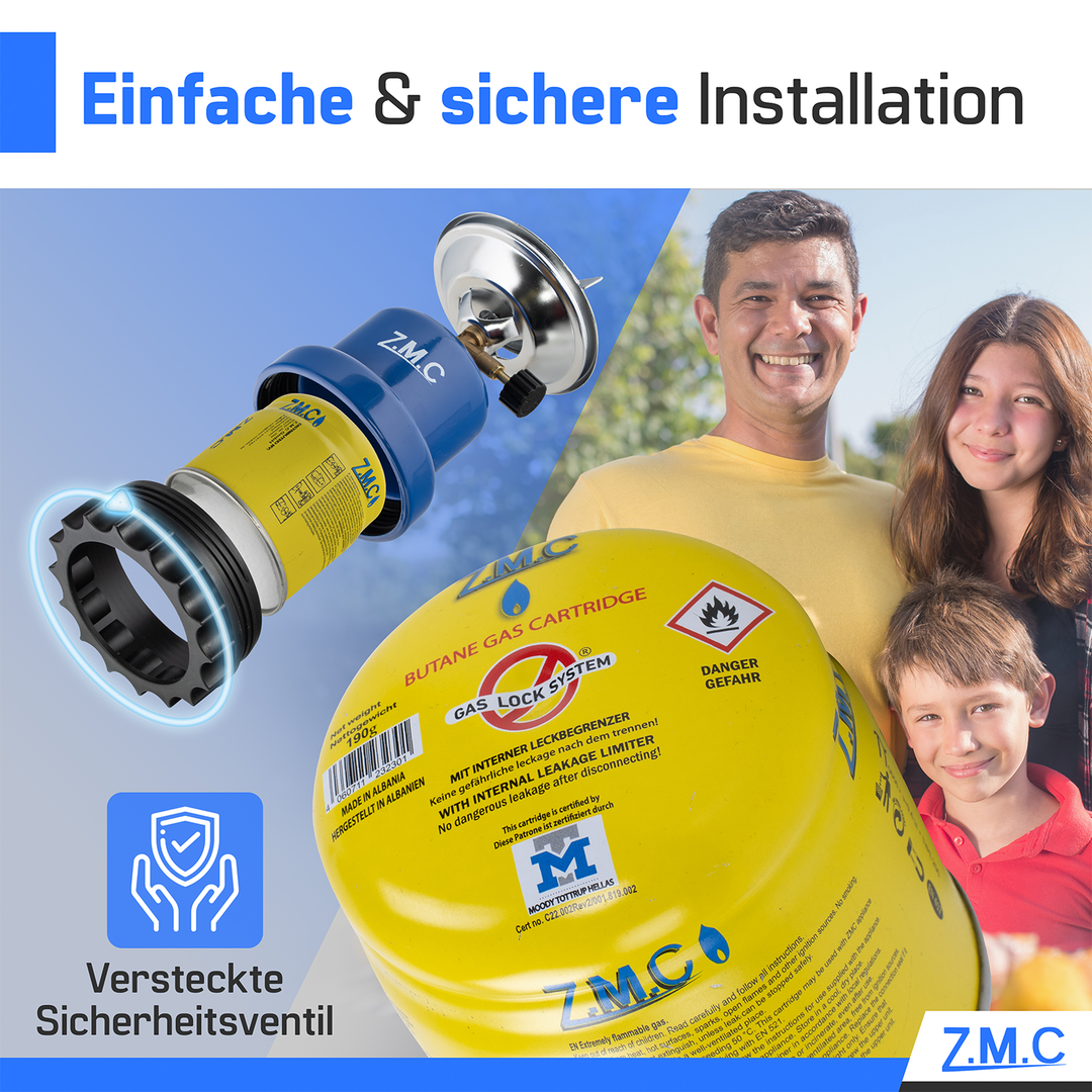 Cartouche à percer 190g Butane C200 EN417 | Cartouche de gaz universelle avec système Gas-Stop pour réchaud de camping, réchaud à gaz, chalumeau et désherbeur thermique – Plein air &amp; camping
