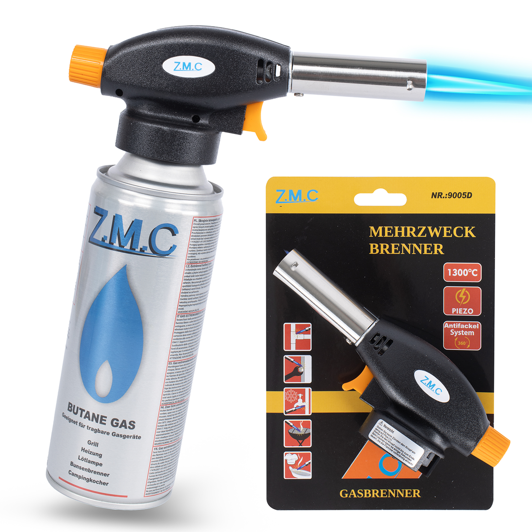 Gas Burners &amp; Bunsen Burners with Piezo Ignition | Soldering Torches &amp; Gas Lighters Optionally with 227g Gas Cartridges – Adjustable Flame for Crafts, Kitchen &amp; Outdoor