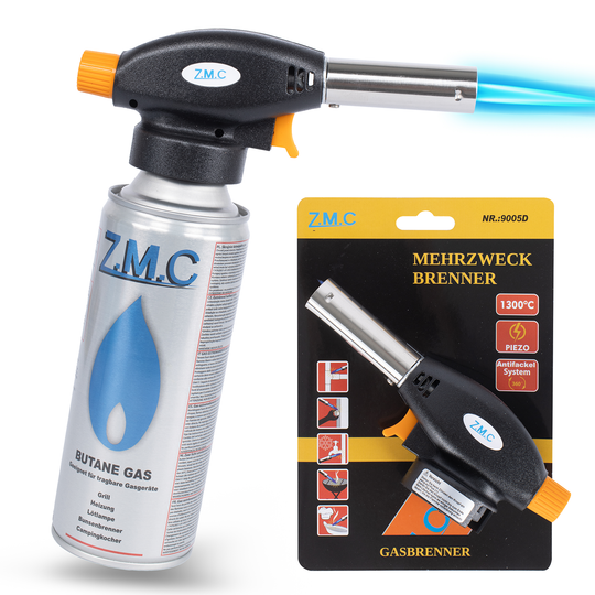 Gas Burners &amp; Bunsen Burners with Piezo Ignition | Soldering Torches &amp; Gas Lighters Optionally with 227g Gas Cartridges – Adjustable Flame for Crafts, Kitchen &amp; Outdoor