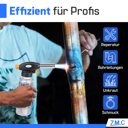 Gas Burners &amp; Bunsen Burners with Piezo Ignition | Soldering Torches &amp; Gas Lighters Optionally with 227g Gas Cartridges – Adjustable Flame for Crafts, Kitchen &amp; Outdoor
