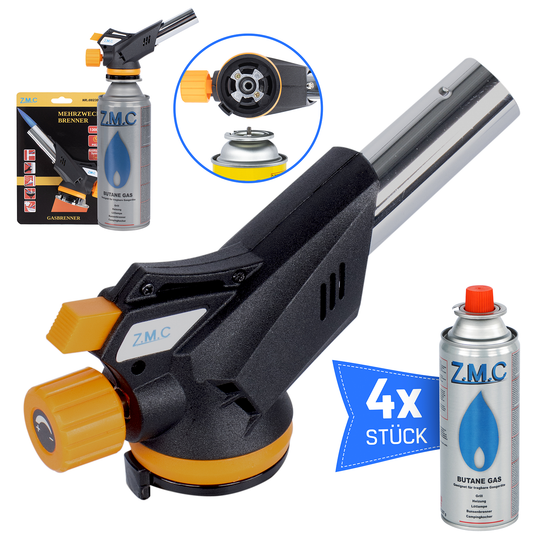 Gas Burner &amp; Soldering Torch 1.3 kW up to 1300°C | Welding Torch with Piezo Ignition &amp; Adjustable Flame – Optionally with 227g Gas Cartridges – Kitchen Torch &amp; Craft