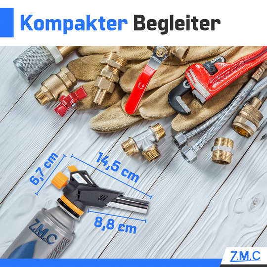 Gas Burner &amp; Soldering Torch 1.3 kW up to 1300°C | Welding Torch with Piezo Ignition &amp; Adjustable Flame – Optionally with 227g Gas Cartridges – Kitchen Torch &amp; Craft