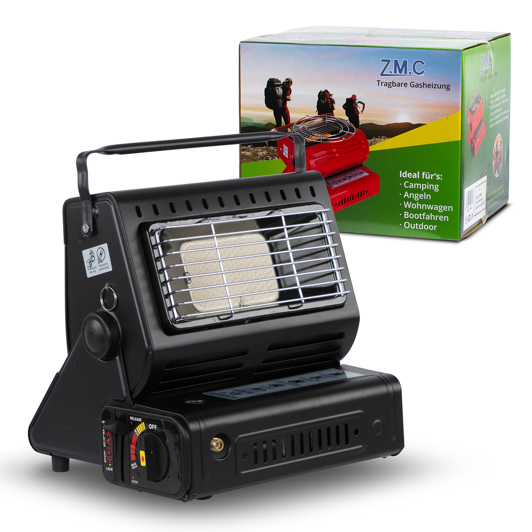 ZMC 2-in-1 Tragbare Gasheizung &amp; Gaskocher 1,3 kW mit LPG Anschluss und Piezozündung, Outdoor Camping Heizer &amp; Kocher für Zelt, Terrasse, Notfall, wahlweise mit 227g Gaskartuschen erhältlich