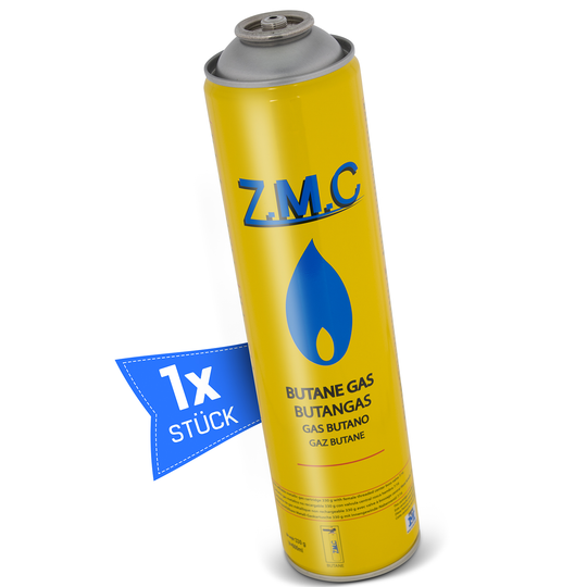 Cartouche de gaz universelle ZMC 330g 600ml avec gaz propane/butane, cartouche filetée EN417 avec valve et filetage européen, cartouche de gaz adaptée pour désherbeur thermique, chalumeau, appareil de flambage