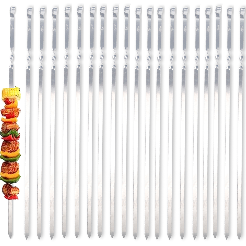 Z.M.C Grillspieße 55 cm Edelstahl | 1 cm breit, 1,5 mm dick, rostfrei &amp; flach für Schaschlik, Kebab, BBQ &amp; Lagerfeuer