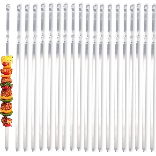 Z.M.C Grillspieße 55 cm Edelstahl | 1 cm breit, 1,5 mm dick, rostfrei &amp; flach für Schaschlik, Kebab, BBQ &amp; Lagerfeuer