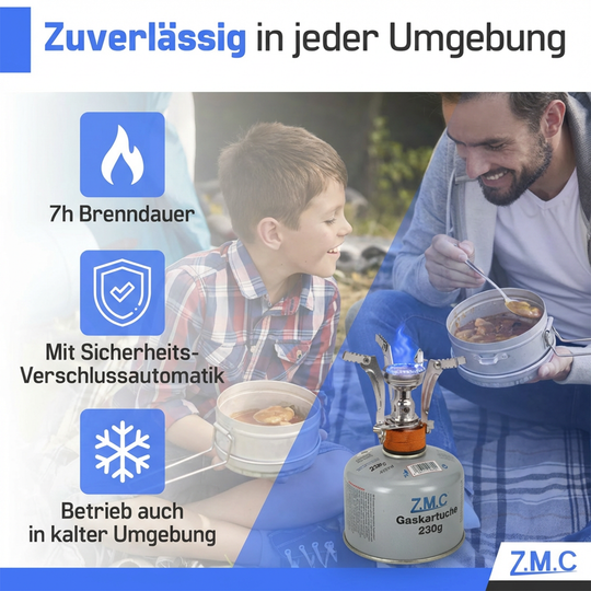 Z.M.C Schraubkartusche 230g Butan/Propan Mix | 7/16" Eurogewinde, 485 ml für Campingkocher, Gasbrenner &amp; Weber Grill – UN2037
