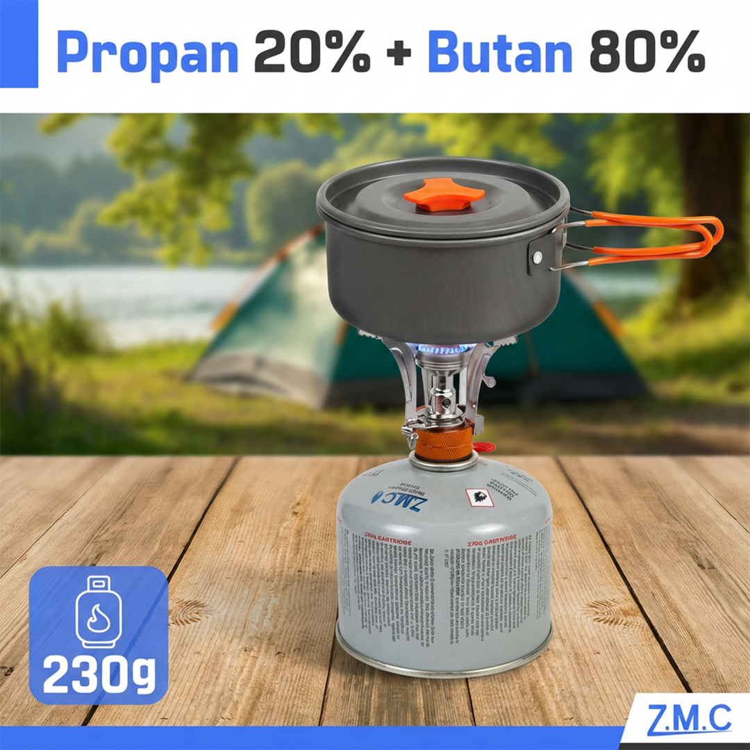 Z.M.C Schraubkartusche 230g Butan/Propan Mix | 7/16" Eurogewinde, 485 ml für Campingkocher, Gasbrenner &amp; Weber Grill – UN2037