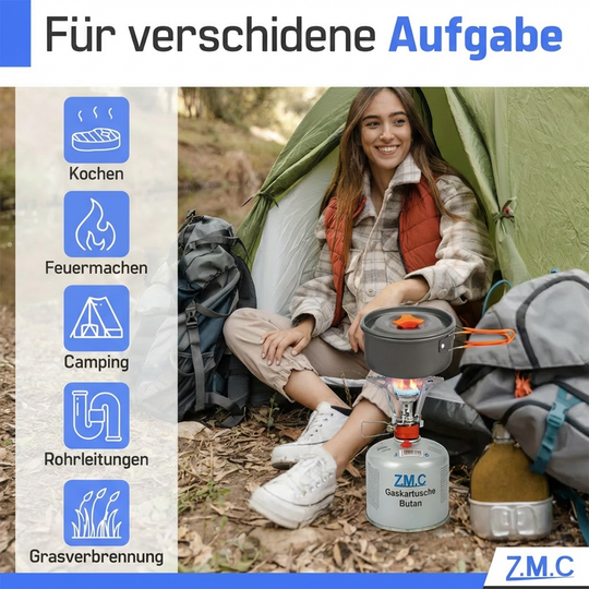 Z.M.C Schraubkartusche 230g Butan/Propan Mix | 7/16" Eurogewinde, 485 ml für Campingkocher, Gasbrenner &amp; Weber Grill – UN2037