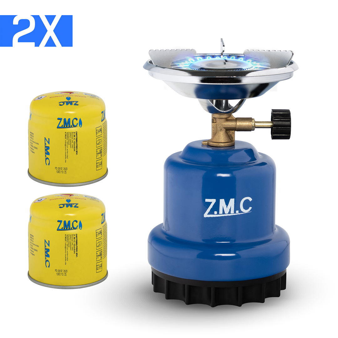 Z.M.C Mini Campingkocher 1-flammig 1100 W | Kompakter Gaskocher &amp; Kohleanzünder für Camping, Festival &amp; Wandern, + optionale 190g Kartuschen