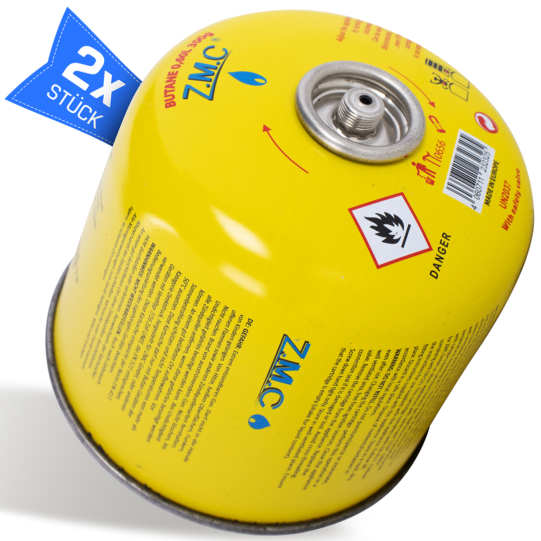 Z.M.C Gaskartusche 300g Propan/Butan | EN417 Schraubkartusche, 7/16" Eurogewinde, 600 ml für Campingkocher, Gasgrill &amp; Gasheizung
