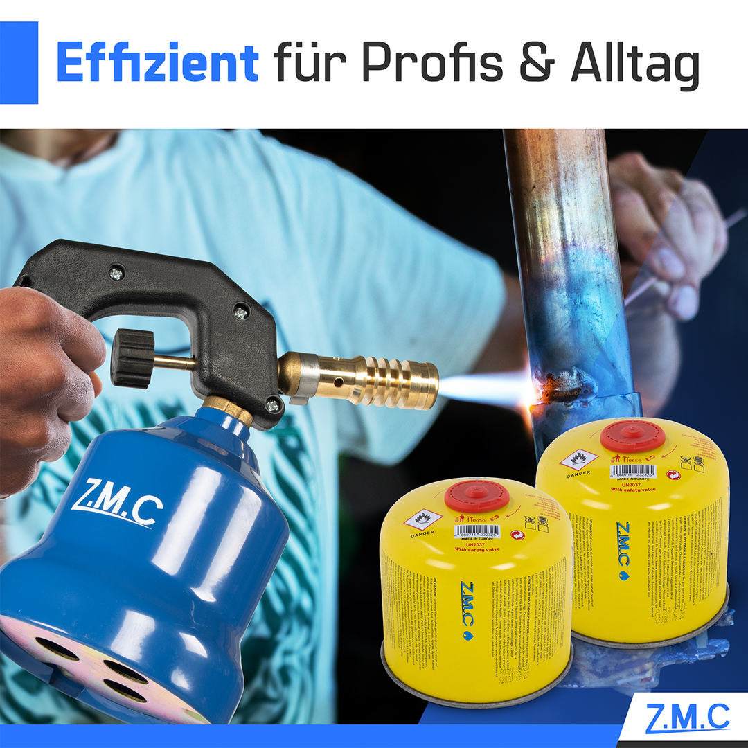 Z.M.C Gaskartusche 300g Propan/Butan | EN417 Schraubkartusche, 7/16" Eurogewinde, 600 ml für Campingkocher, Gasgrill &amp; Gasheizung