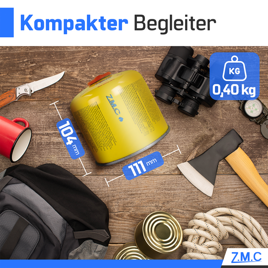 Z.M.C Gaskartusche 300g Propan/Butan | EN417 Schraubkartusche, 7/16" Eurogewinde, 600 ml für Campingkocher, Gasgrill &amp; Gasheizung