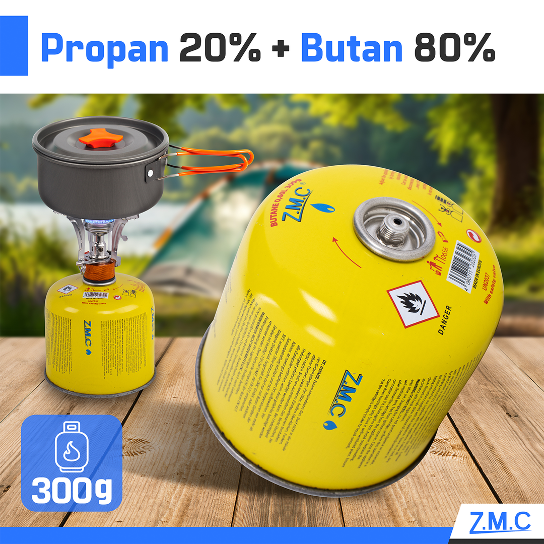 Z.M.C Gaskartusche 300g Propan/Butan | EN417 Schraubkartusche, 7/16" Eurogewinde, 600 ml für Campingkocher, Gasgrill &amp; Gasheizung