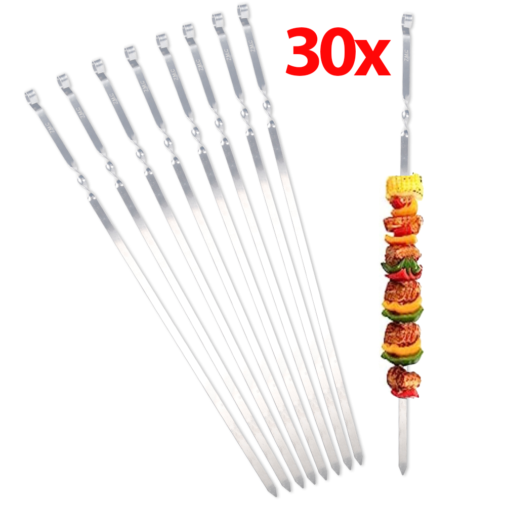 Z.M.C Grillspieße 55 cm Edelstahl | 1 cm breit, 1,5 mm dick, rostfrei &amp; flach für Schaschlik, Kebab, BBQ &amp; Lagerfeuer