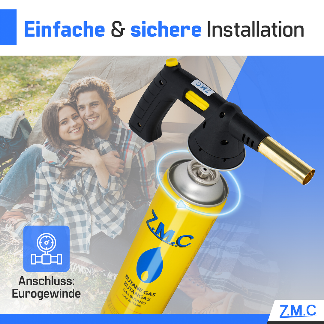 Cartouche de gaz universelle ZMC 330g 600ml avec gaz propane/butane, cartouche filetée EN417 avec valve et filetage européen, cartouche de gaz adaptée pour désherbeur thermique, chalumeau, appareil de flambage