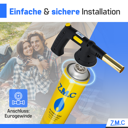 Cartouche de gaz universelle ZMC 330g 600ml avec gaz propane/butane, cartouche filetée EN417 avec valve et filetage européen, cartouche de gaz adaptée pour désherbeur thermique, chalumeau, appareil de flambage