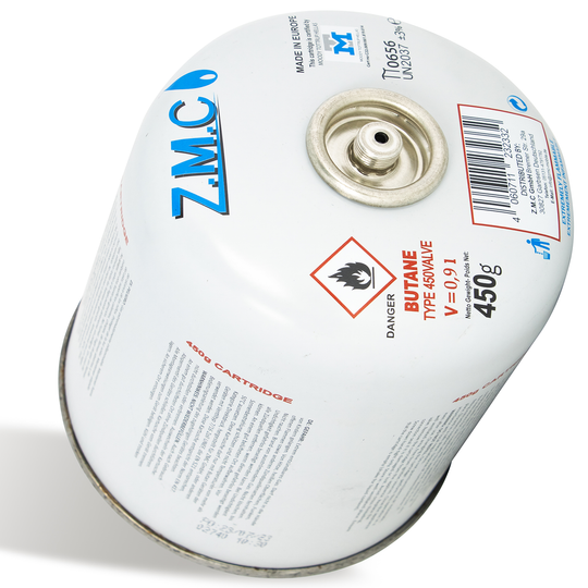 Z.M.C Gaskartusche 450g Butan/Propan | EN417 Schraubkartusche, 7/16" Eurogewinde, 900 ml für Campingkocher, Gasgrill &amp; Gasheizung