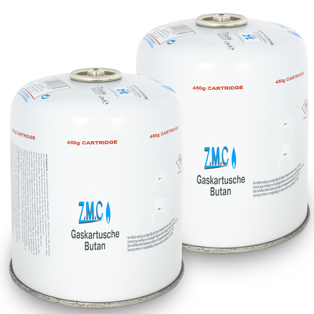 Z.M.C Gaskartusche 450g Butan/Propan | EN417 Schraubkartusche, 7/16" Eurogewinde, 900 ml für Campingkocher, Gasgrill &amp; Gasheizung