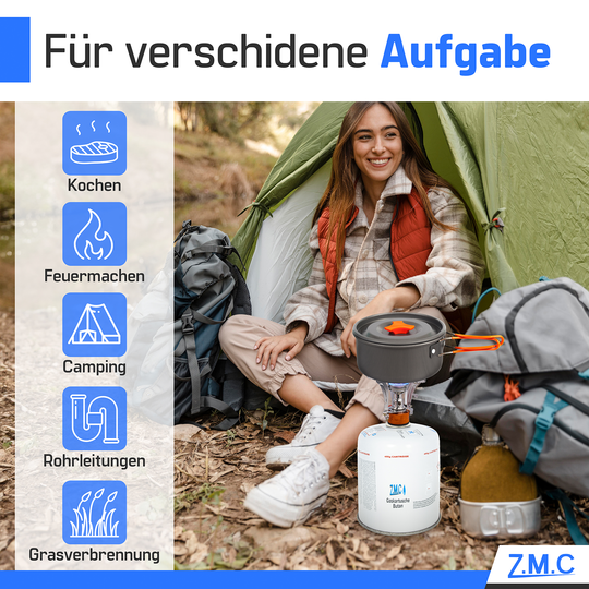 Z.M.C Gaskartusche 450g Butan/Propan | EN417 Schraubkartusche, 7/16" Eurogewinde, 900 ml für Campingkocher, Gasgrill &amp; Gasheizung