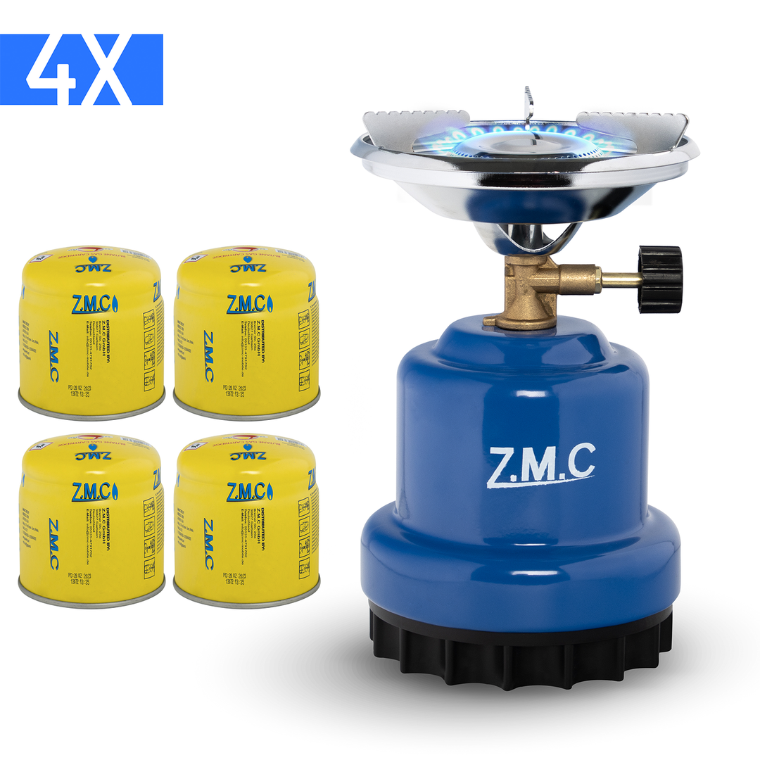 Z.M.C Mini Campingkocher 1-flammig 1100 W | Kompakter Gaskocher &amp; Kohleanzünder für Camping, Festival &amp; Wandern, + optionale 190g Kartuschen
