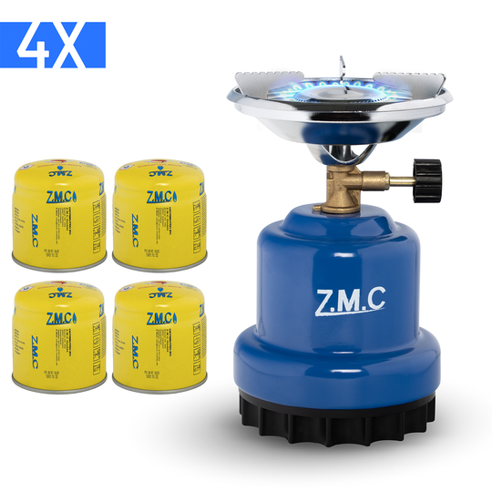 Z.M.C Mini Campingkocher 1-flammig 1100 W | Kompakter Gaskocher &amp; Kohleanzünder für Camping, Festival &amp; Wandern, + optionale 190g Kartuschen
