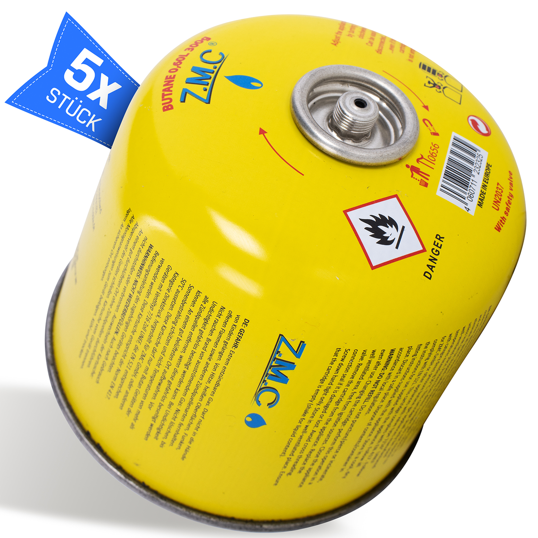 Z.M.C Gaskartusche 300g Propan/Butan | EN417 Schraubkartusche, 7/16" Eurogewinde, 600 ml für Campingkocher, Gasgrill &amp; Gasheizung