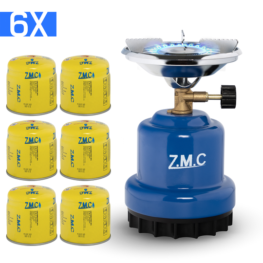 Z.M.C Mini Campingkocher 1-flammig 1100 W | Kompakter Gaskocher &amp; Kohleanzünder für Camping, Festival &amp; Wandern, + optionale 190g Kartuschen
