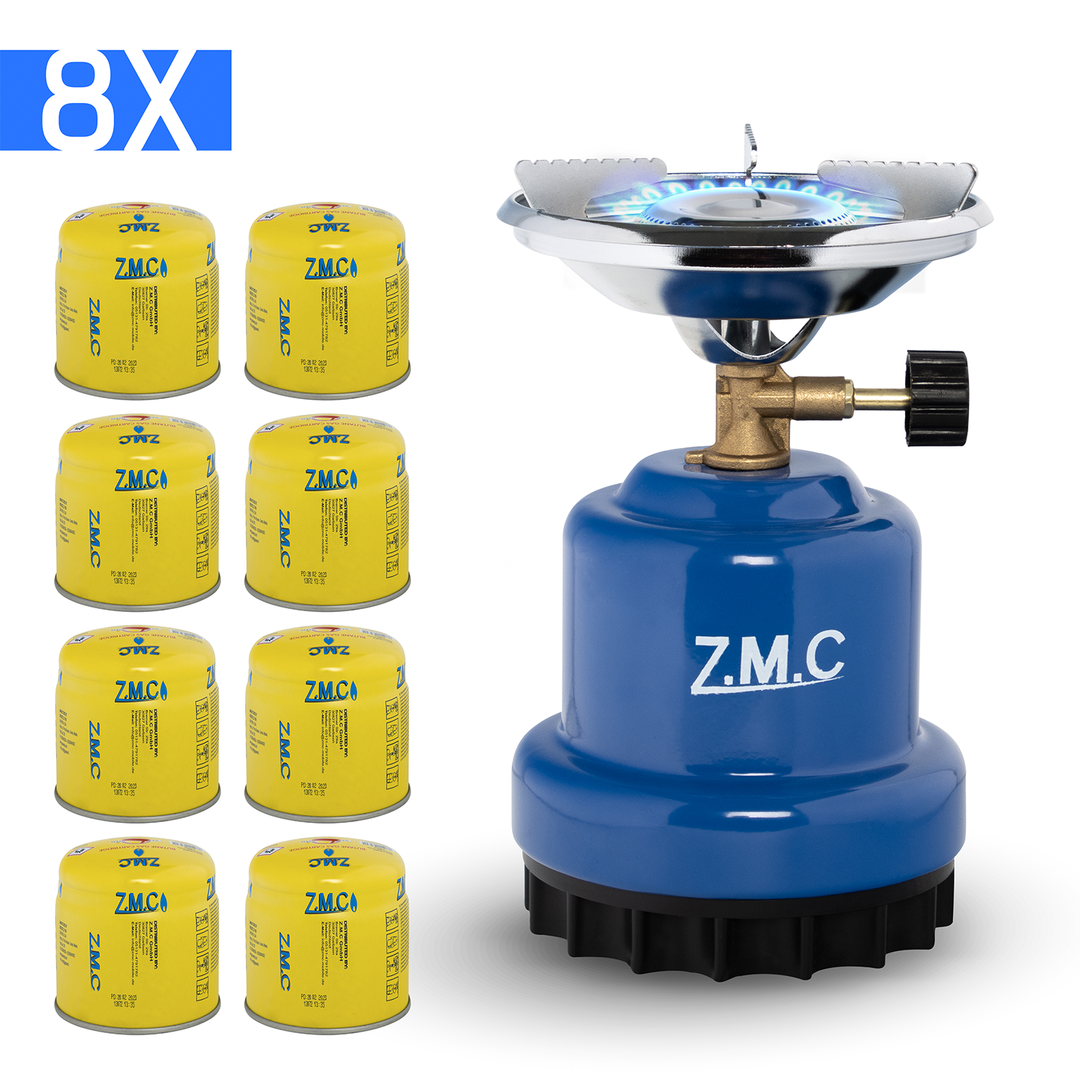 Z.M.C Mini Campingkocher 1-flammig 1100 W | Kompakter Gaskocher &amp; Kohleanzünder für Camping, Festival &amp; Wandern, + optionale 190g Kartuschen