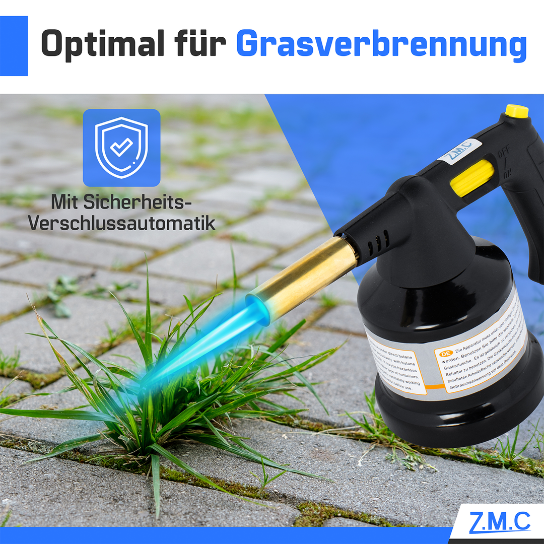 Z.M.C Gasbrenner 1,3 kW bis 1350°C mit Piezo-Zündung | Flambierbrenner &amp; Lötbrenner mit einstellbarer Flamme, + optionale Kartuschen