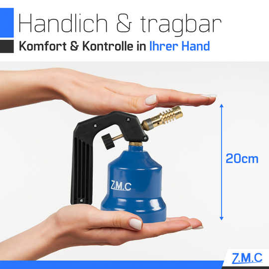 Z.M.C Gasbrenner &amp; Flambierbrenner 2,2 kW mit einstellbarer Flamme | Lötbrenner mit Brenneraufsatz für Küche &amp; Handwerk, + optionale Kartuschen