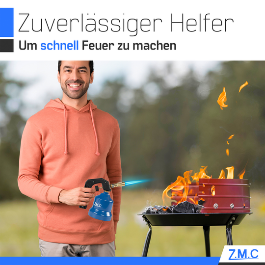 Z.M.C Gasbrenner &amp; Flambierbrenner 2,2 kW mit einstellbarer Flamme | Lötbrenner mit Brenneraufsatz für Küche &amp; Handwerk, + optionale Kartuschen