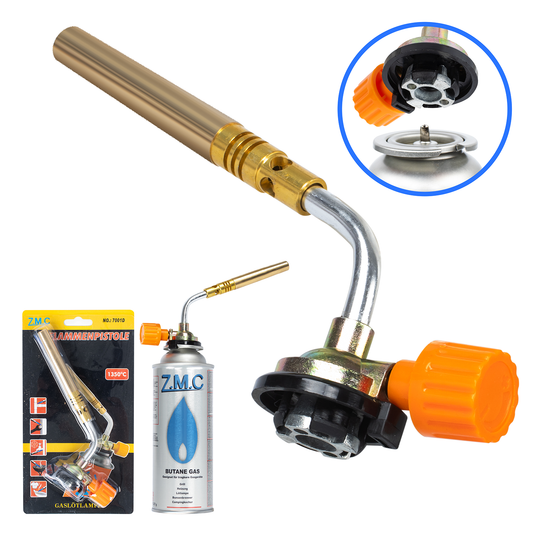 Z.M.C Lötlampe &amp; Lötbrenner bis 1371°C mit einstellbarer Flamme | Gasbrenner 1,65 kW für Löten, Handwerk &amp; Küche, + optionale 227g Kartuschen