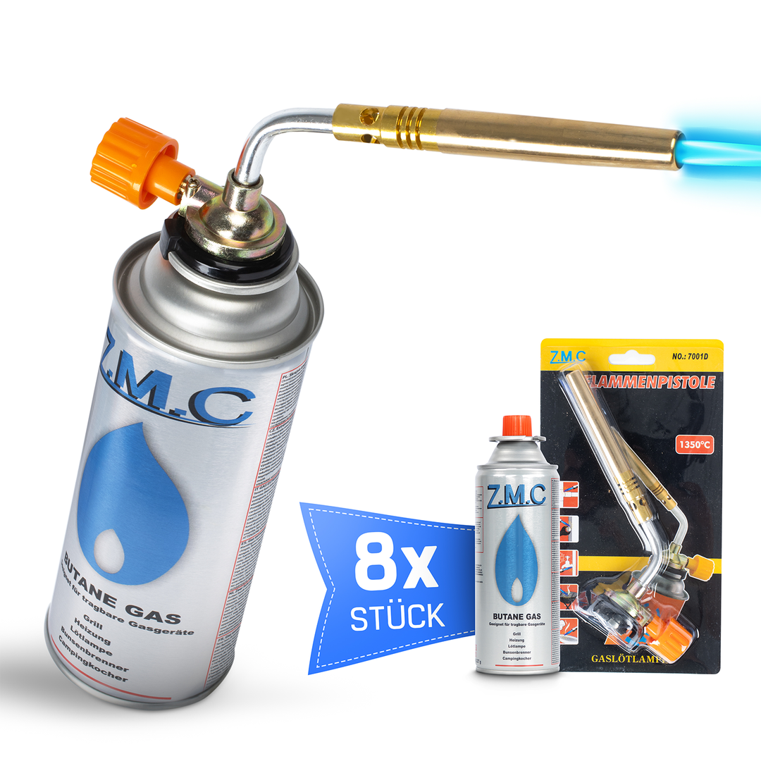 Z.M.C Lötlampe &amp; Lötbrenner bis 1371°C mit einstellbarer Flamme | Gasbrenner 1,65 kW für Löten, Handwerk &amp; Küche, + optionale 227g Kartuschen