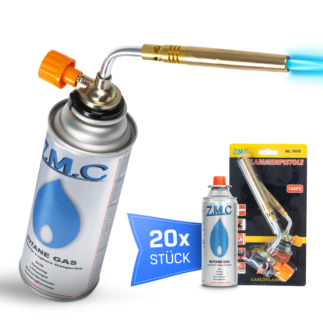 Z.M.C Lötlampe &amp; Lötbrenner bis 1371°C mit einstellbarer Flamme | Gasbrenner 1,65 kW für Löten, Handwerk &amp; Küche, + optionale 227g Kartuschen
