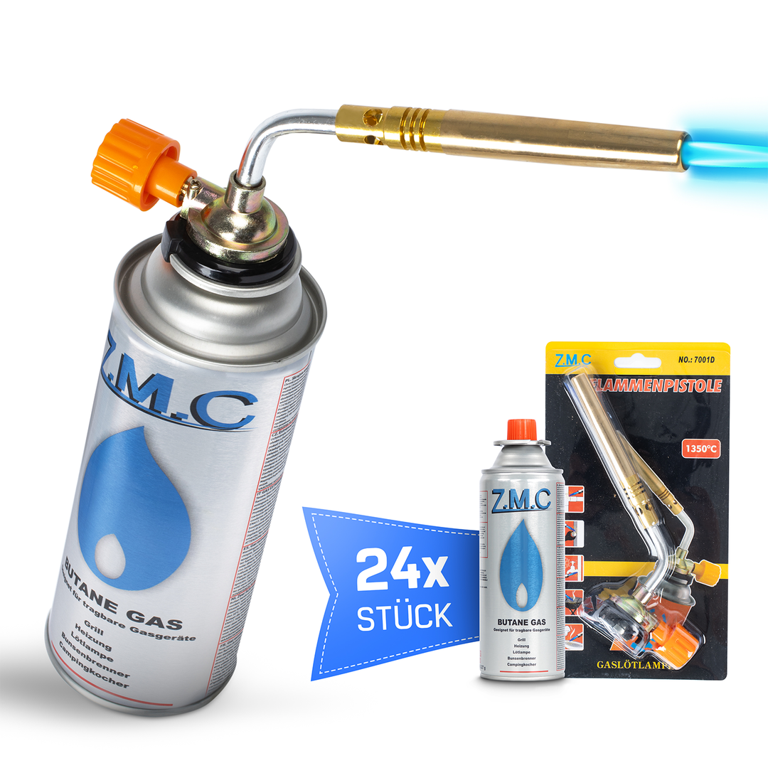 Z.M.C Lötlampe &amp; Lötbrenner bis 1371°C mit einstellbarer Flamme | Gasbrenner 1,65 kW für Löten, Handwerk &amp; Küche, + optionale 227g Kartuschen