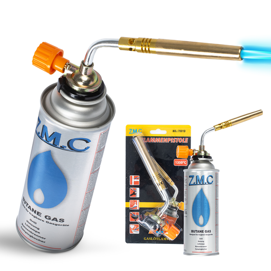 Z.M.C Lötlampe &amp; Lötbrenner bis 1371°C mit einstellbarer Flamme | Gasbrenner 1,65 kW für Löten, Handwerk &amp; Küche, + optionale 227g Kartuschen