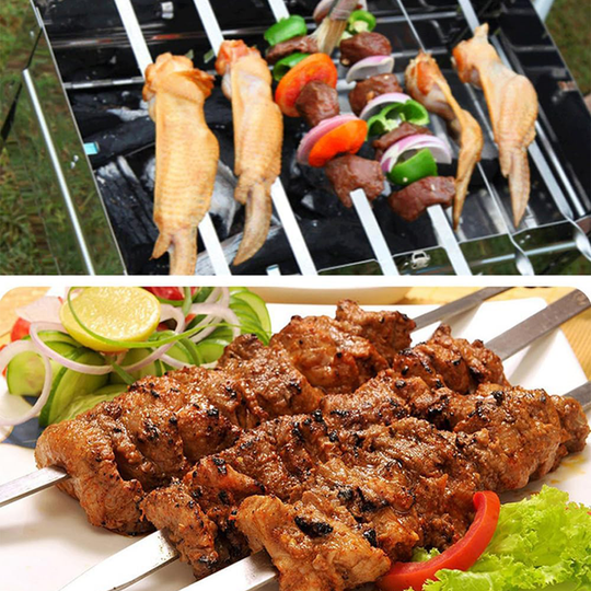 Z.M.C Grillspieße 55 cm Edelstahl | 1 cm breit, 1,5 mm dick, rostfrei &amp; flach für Schaschlik, Kebab, BBQ &amp; Lagerfeuer