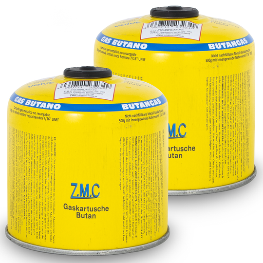 Z.M.C Gaskartusche 500g Propan/Butan 80/20 | EN417 Schraubkartusche 7/16" Eurogewinde, 990 ml – für Gasgrill, Weber &amp; Campingkocher