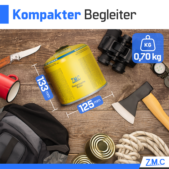 Z.M.C Gaskartusche 500g Propan/Butan 80/20 | EN417 Schraubkartusche 7/16" Eurogewinde, 990 ml – für Gasgrill, Weber &amp; Campingkocher