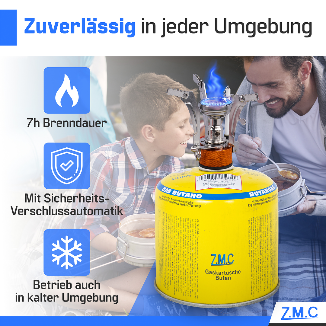 Z.M.C Gaskartusche 500g Propan/Butan 80/20 | EN417 Schraubkartusche 7/16" Eurogewinde, 990 ml – für Gasgrill, Weber &amp; Campingkocher