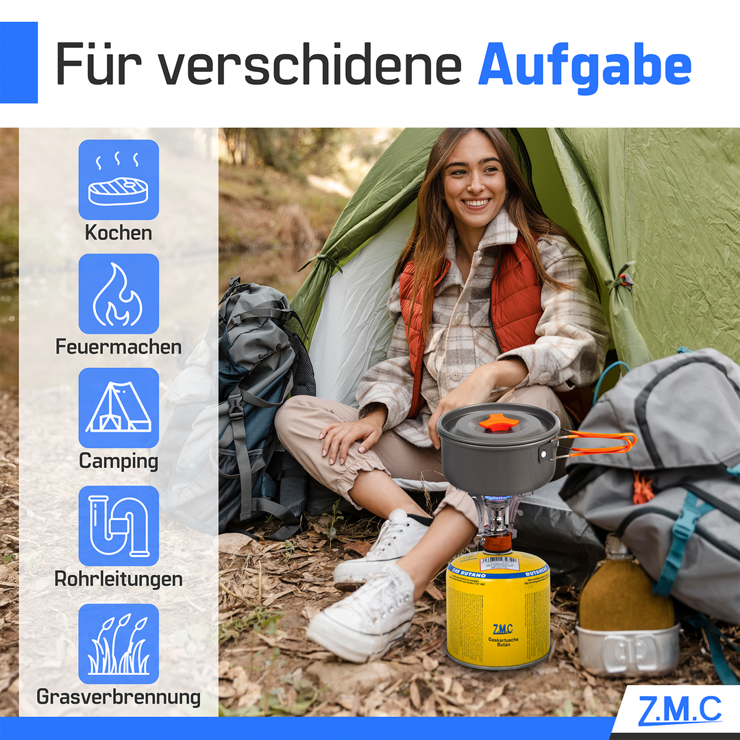 Z.M.C Gaskartusche 500g Propan/Butan 80/20 | EN417 Schraubkartusche 7/16" Eurogewinde, 990 ml – für Gasgrill, Weber &amp; Campingkocher