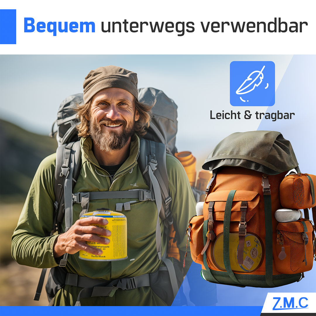 Z.M.C Gaskartusche 500g Propan/Butan 80/20 | EN417 Schraubkartusche 7/16" Eurogewinde, 990 ml – für Gasgrill, Weber &amp; Campingkocher