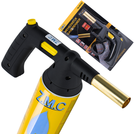 Z.M.C Gasbrenner 1,5 kW bis 1300 °C | Bunsen-, Löt- &amp; Küchenbrenner mit Piezo-Zündung &amp; Flammenregler, + optionale Gaskartuschen